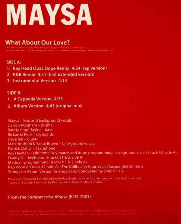 Maysa Leak - What About Our Love? | Blue Thumb Records (BT12 - 3064) - 3