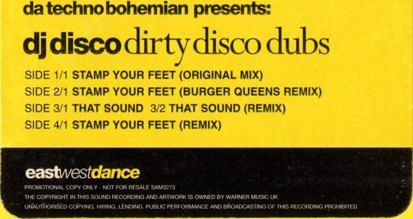 Da Techno Bohemian Presents DJ Disco - Dirty Disco Dubs | EastWestDance (SAM3273) - main