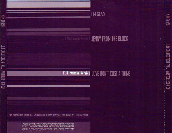 Jennifer Lopez - JLo Collection Fall Winter 2003 CD | Sony Music Entertainment (Canada) Inc. (NJK 80960) - 2