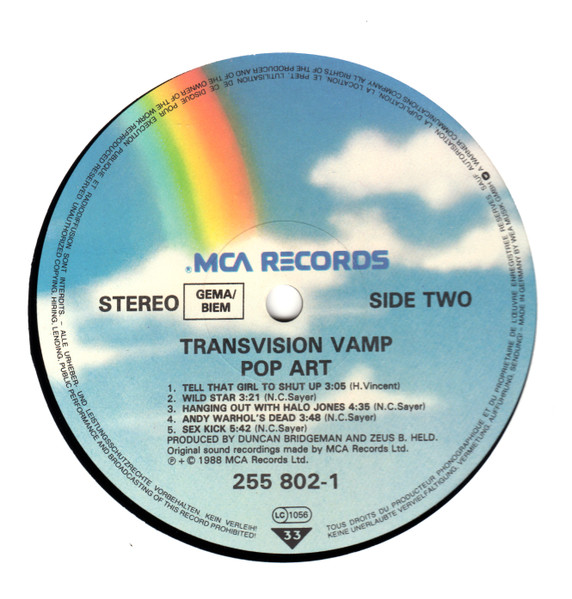 Transvision Vamp - Pop Art | MCA Records (255 802-1) - 4