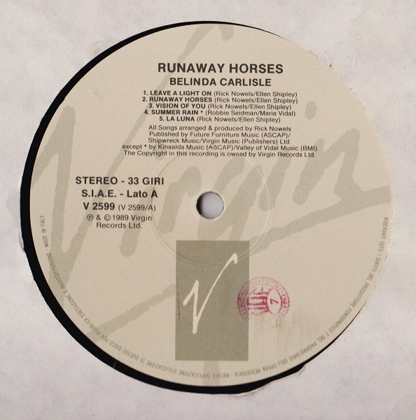 Belinda Carlisle - Runaway Horses | Virgin (V 2599)