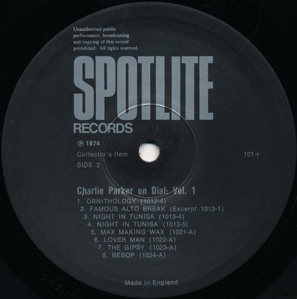 Charlie Parker - Charlie Parker On Dial Volume 1 | Spotlite Records (101)