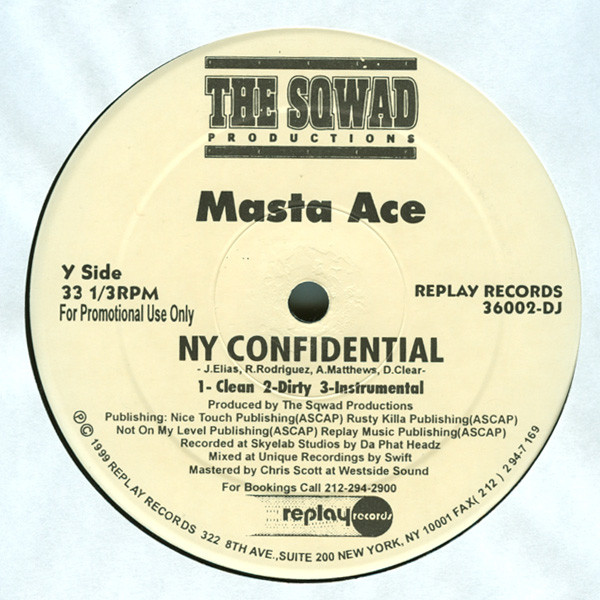 The Sqwad : Large Professor & Neek The Exotic / Masta Ace - Rhyme Mania '99 / NY Confidential | Replay Records (36002-DJ) - 2