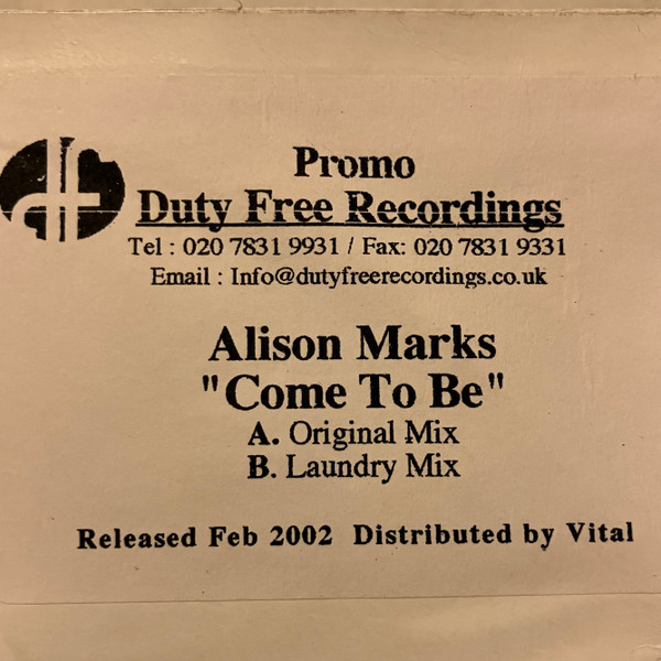 Alison Marks - Come To Be | Duty Free Recordings (DF 036) - main Alison Marks - Come To Be | Duty Free Recordings (DF 036) - main