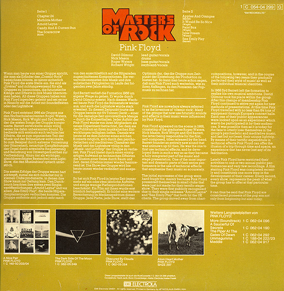 Pink Floyd - Masters Of Rock | Harvest (1 C 054-04 299) - 2