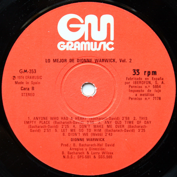Dionne Warwick - Lo Mejor De Dionne Warwick, Vol. 2 | Gramusic (GM-353) - 4