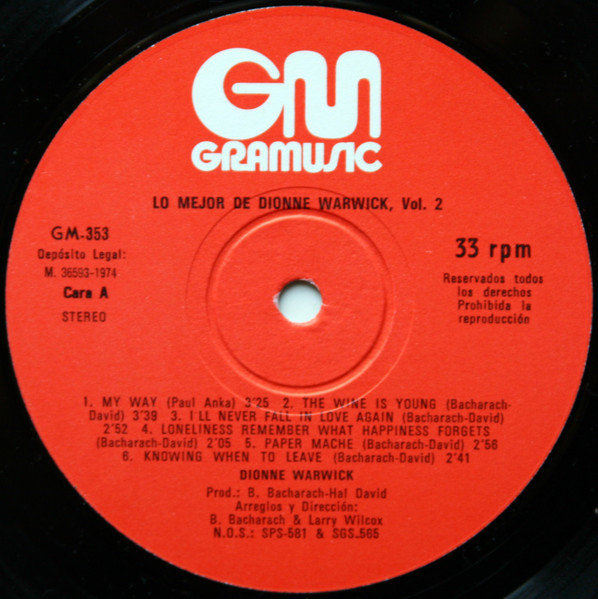 Dionne Warwick - Lo Mejor De Dionne Warwick, Vol. 2 | Gramusic (GM-353) - 3