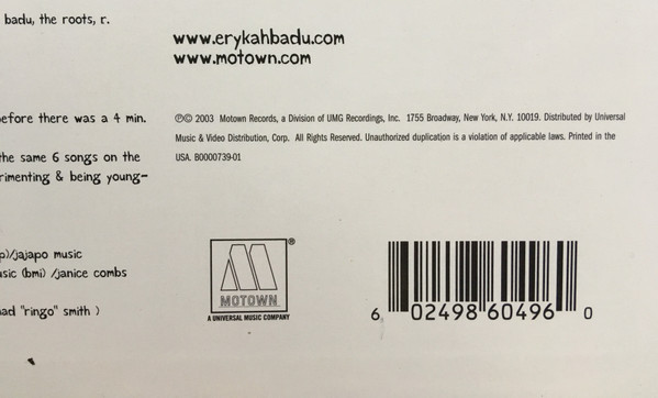 Erykah Badu - Worldwide Underground | Motown (B0000739-01) - 3