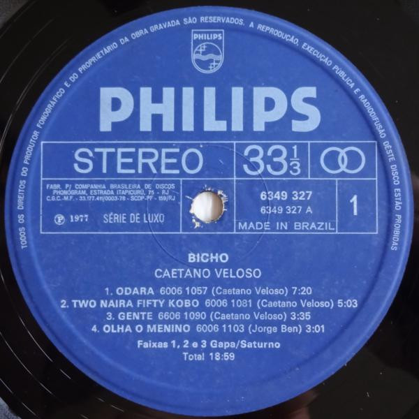 Caetano Veloso - Bicho | Philips (6349 327) - 3
