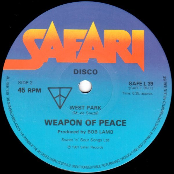 Weapon Of Peace - Jah Love / Suspicion / West Park | Safari Records (SAFE L39) - 4