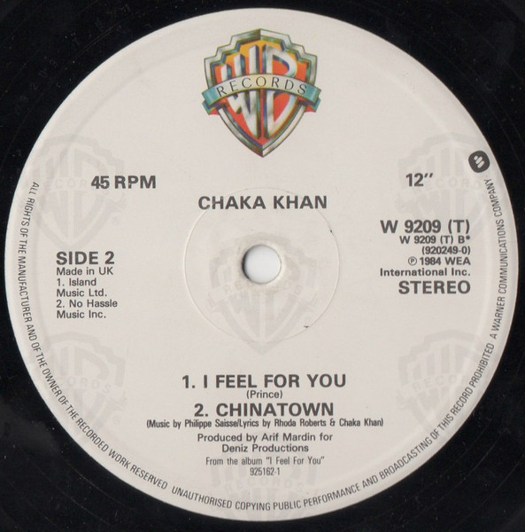 Chaka Khan - I Feel For You | Warner Bros. Records (W 9209 T) - 4