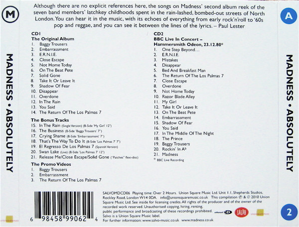Madness - Absolutely | Salvo (SALVOMDCD06) - 3