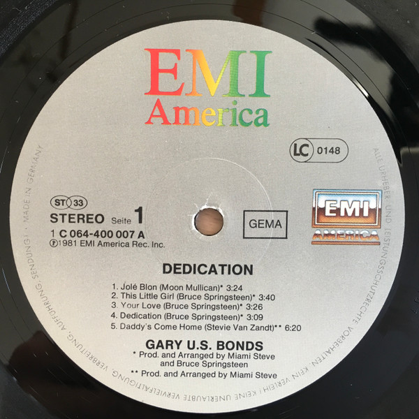 Gary U.S. Bonds - Dedication | EMI America (1C 064-400 007) - 3