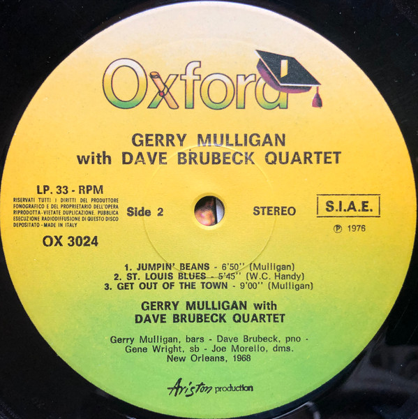 Gerry Mulligan With The Dave Brubeck Quartet - Live In New Orleans, 1968 | Oxford (OX/3024) - 4