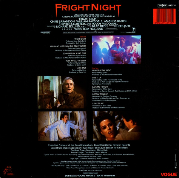Various - Fright Night (Original Motion Picture Soundtrack) | Private I Records (540131) - 2
