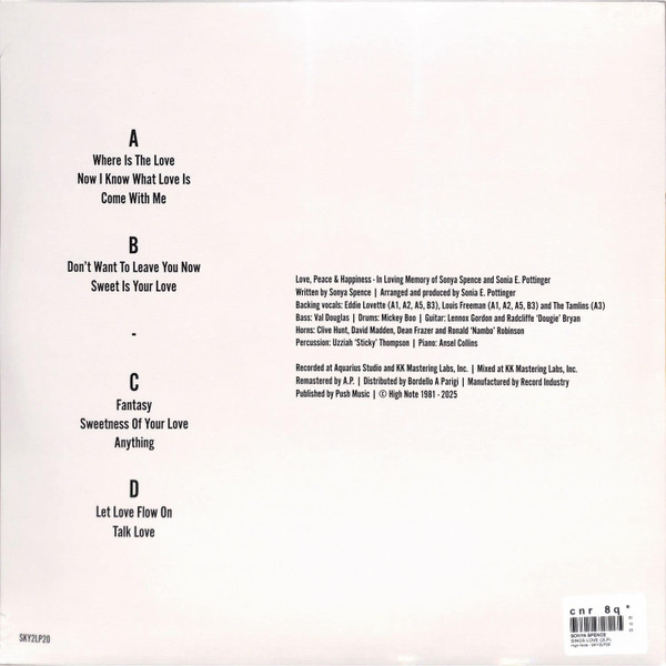 Sonya Spence - Sings Love | High Note (SKY2LP20) - 2