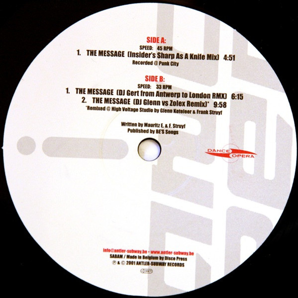 Carat Trax By Zolex - The Message (Remixes) | Dance Opera (DO 557) - 2