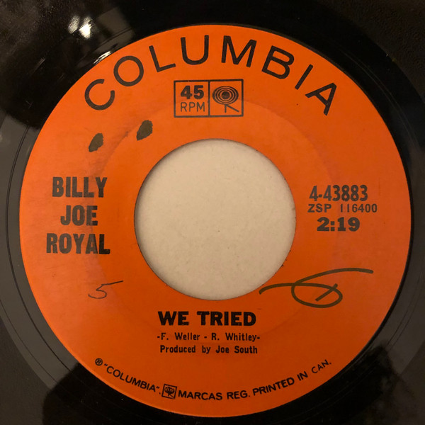 Billy Joe Royal - Yo-Yo / We Tried | Columbia (4-43883) - 2