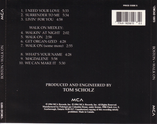 Boston - Walk On | MCA Records (CMCAD 10973) - 2 Boston - Walk On | MCA Records (CMCAD 10973) - 2