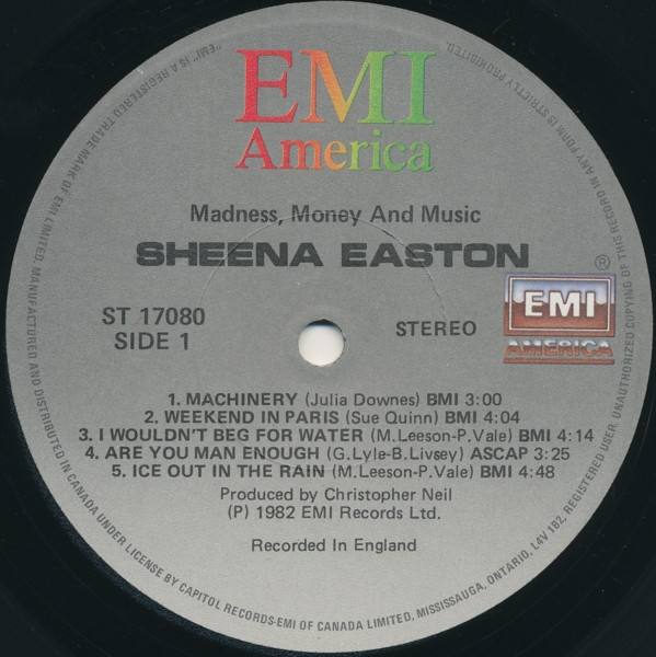 Sheena Easton - Madness, Money And Music | EMI America (ST-17080) Sheena Easton - Madness, Money And Music | EMI America (ST-17080)
