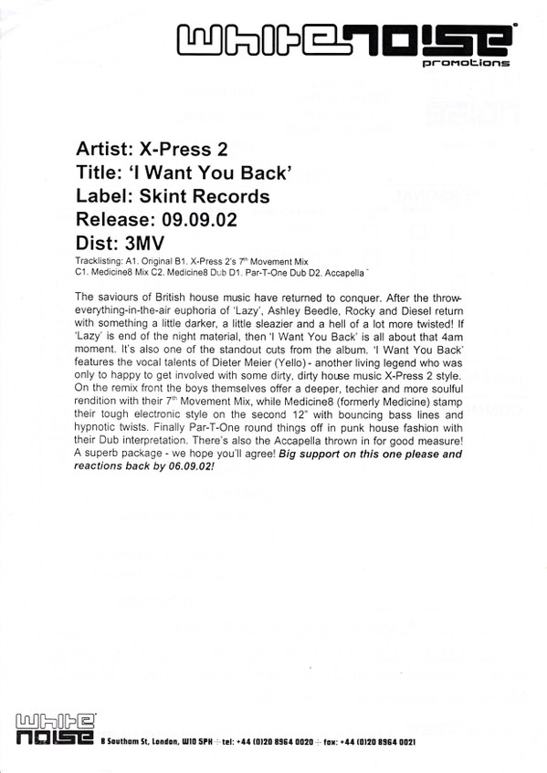 X-Press 2 - I Want You Back | Skint (SKINT81XP) - 9 X-Press 2 - I Want You Back | Skint (SKINT81XP) - 9