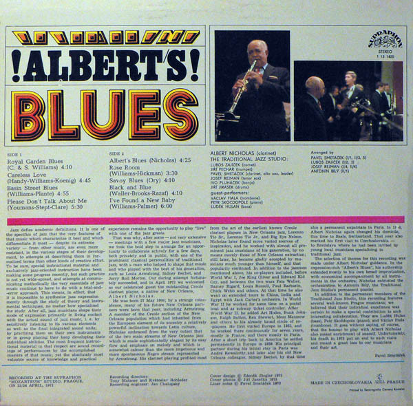 Albert Nicholas And Traditional Jazz Studio - Albert's Blues | Supraphon (1 15 1420) - 2