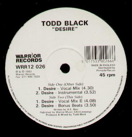 Todd Black - Desire | Warrior Records (WRR12 026)