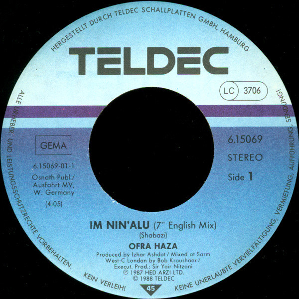 Ofra Haza - Im Nin'Alu (Played In Full Mix) | TELDEC (6.15069) - 3
