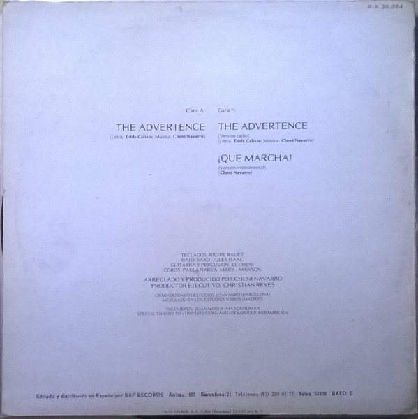 Eddy Calixto - The Advertence | Raf Records (R.R. 20004) - 2