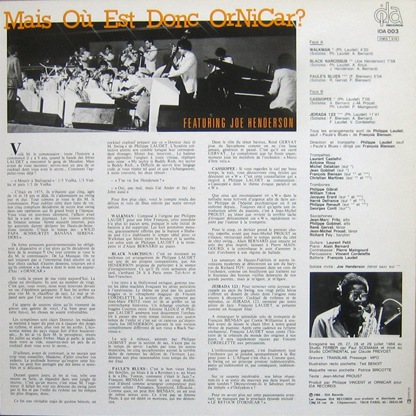 Ornicar Big Band Featuring Joe Henderson - Mais Où Est Donc Ornicar? | IDA Records (IDA 003) - 2