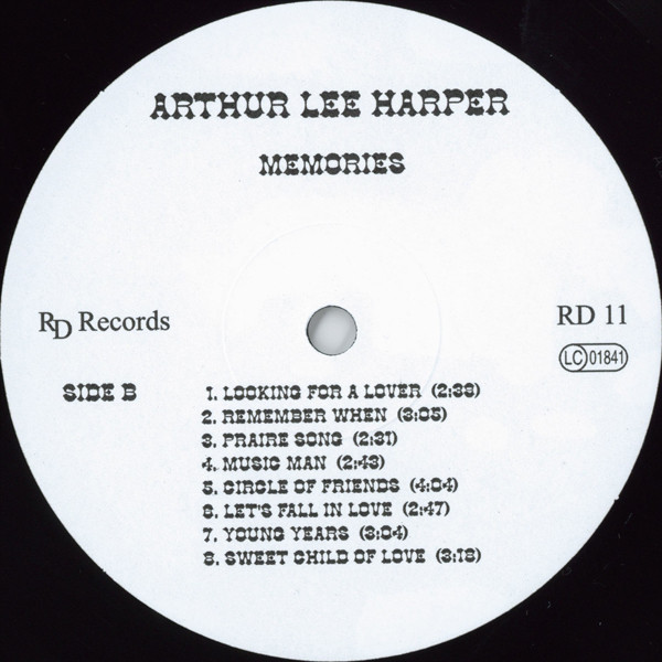 Arthur Lee Harper - Memories | RD Records (RD 11) - 4