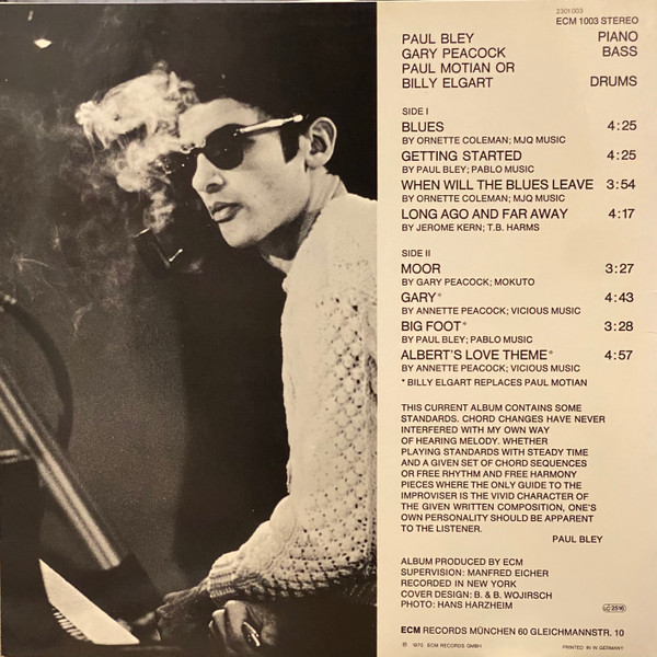 Paul Bley With Gary Peacock - Paul Bley With Gary Peacock | ECM Records (ECM 1003) - 2 Paul Bley With Gary Peacock - Paul Bley With Gary Peacock | ECM Records (ECM 1003) - 2