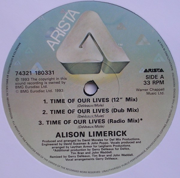 Alison Limerick - Time Of Our Lives | Arista (74321 180331) - 3
