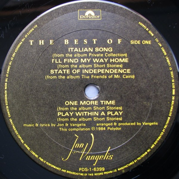 Jon & Vangelis - The Best Of Jon And Vangelis | Polydor (PDS-1-6399)