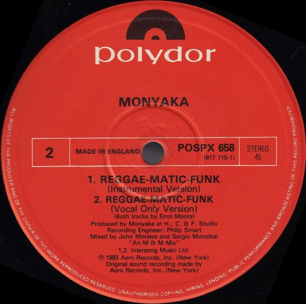 Monyaka - Reggae-Matic-Funk | Polydor (POSPX 658) - 3
