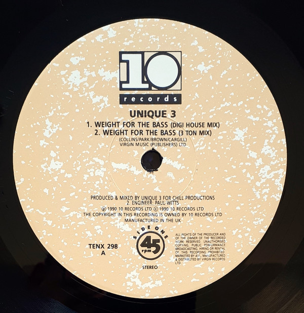 Unique 3 - Weight For The Bass / Musical Melody | 10 Records (TENX 298) - 3 Unique 3 - Weight For The Bass / Musical Melody | 10 Records (TENX 298) - 3