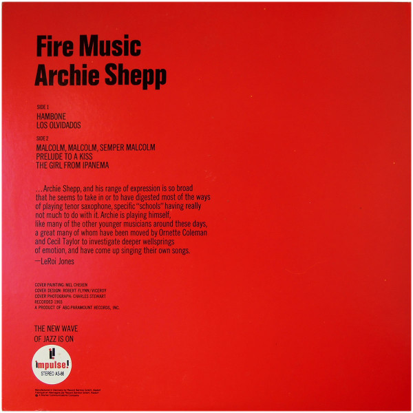 Archie Shepp - Fire Music | Impulse! (AS-86) - 2