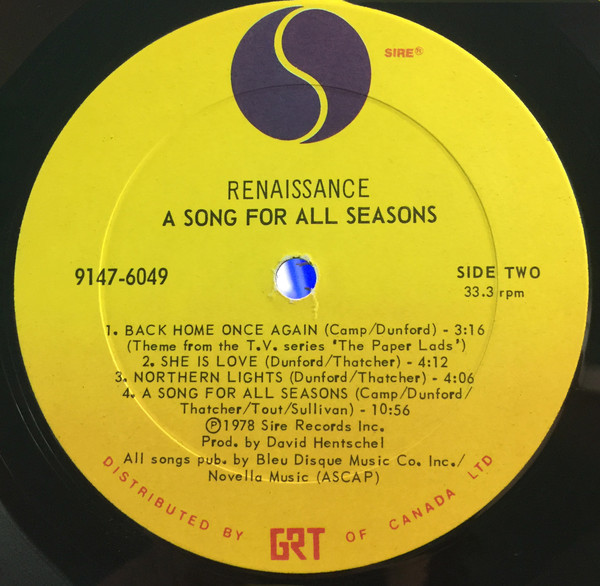 Renaissance - A Song For All Seasons | Sire (9147-6049) - 4