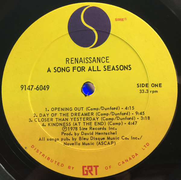 Renaissance - A Song For All Seasons | Sire (9147-6049) - 3