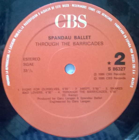 Spandau Ballet - Through The Barricades | CBS (S 86327) - 4