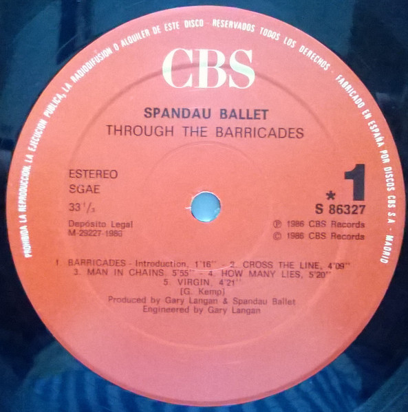 Spandau Ballet - Through The Barricades | CBS (S 86327) - 3