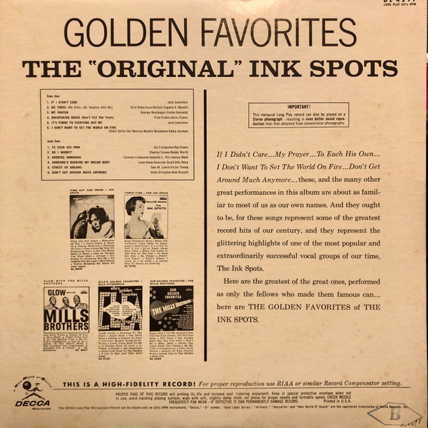 The Ink Spots - Golden Favorites | Decca (DL 4297) - 2