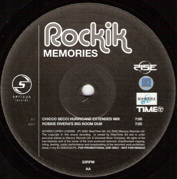 Rockik - Memories | Serious Records (SERR05112PRO)