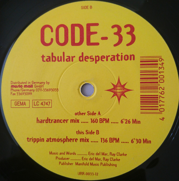 Code-33 - Tabular Desperation | United Ravers Records (URR-0033-12)