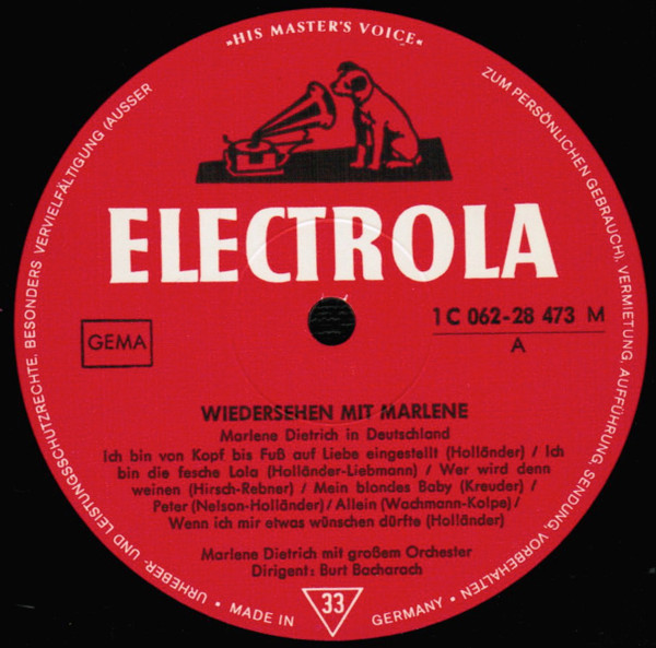 Marlene Dietrich - Wiedersehen Mit Marlene | Odeon (1C 062-28 473 M) - 3