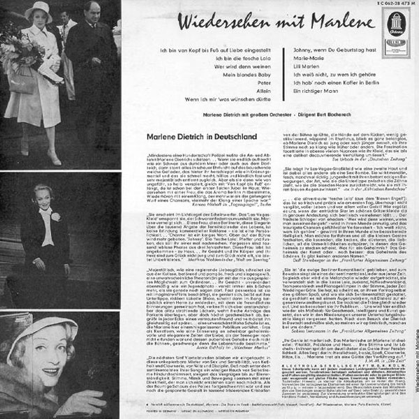 Marlene Dietrich - Wiedersehen Mit Marlene | Odeon (1C 062-28 473 M) - 2