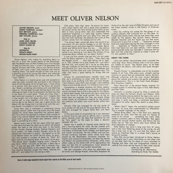 Oliver Nelson - Meet Oliver Nelson | Original Jazz Classics (OJC-227) - 2