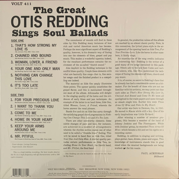 Otis Redding - The Great Otis Redding Sings Soul Ballads | Atlantic (RCV1 91706)