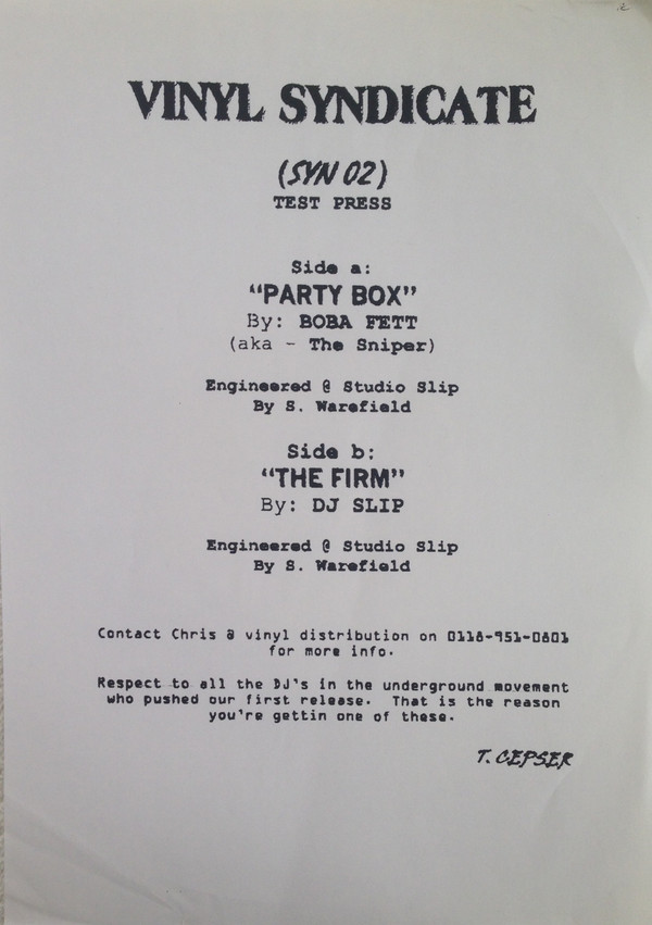 Boba Fett / DJ Slip - Party Box / The Firm | Vinyl Syndicate Recordings (SYN 02)