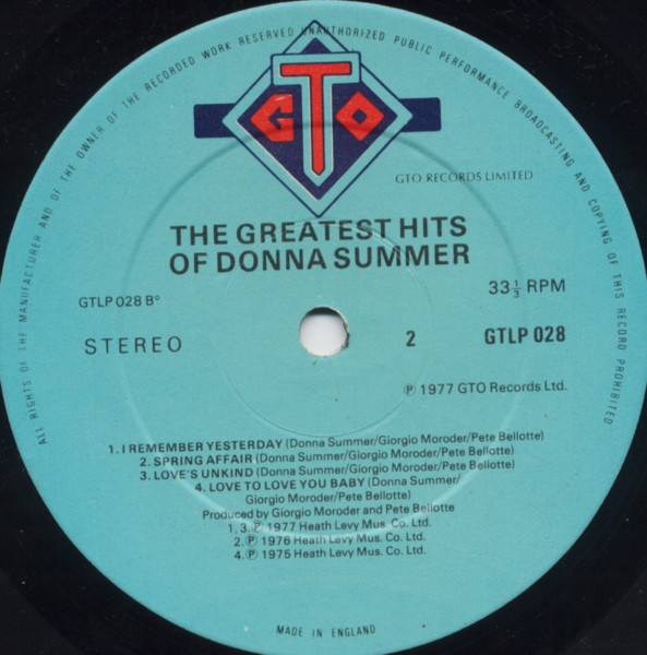 Donna Summer - The Greatest Hits Of Donna Summer | GTO (GTLP 028) - 4